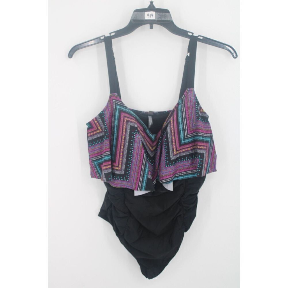 TORRID WIRELESS STRAIGHT FLOUNCE ONE PIECE SWIMSUIT SIZE 1 14-16 - Picture 7 of 9